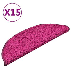 vidaXL Stair Mats 15 pcs 56x17x3 cm Pink Half Round