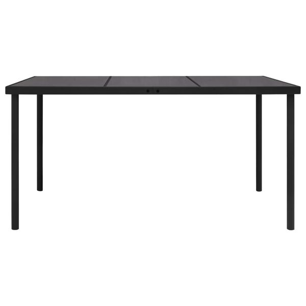 vidaXL Garden Table with Glass Tabletop Black 150x90x74 cm Steel