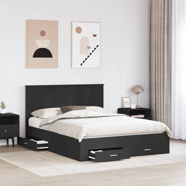 vidaXL Bed Frame Black and Silver 150 x 200 cm Engineered Wood