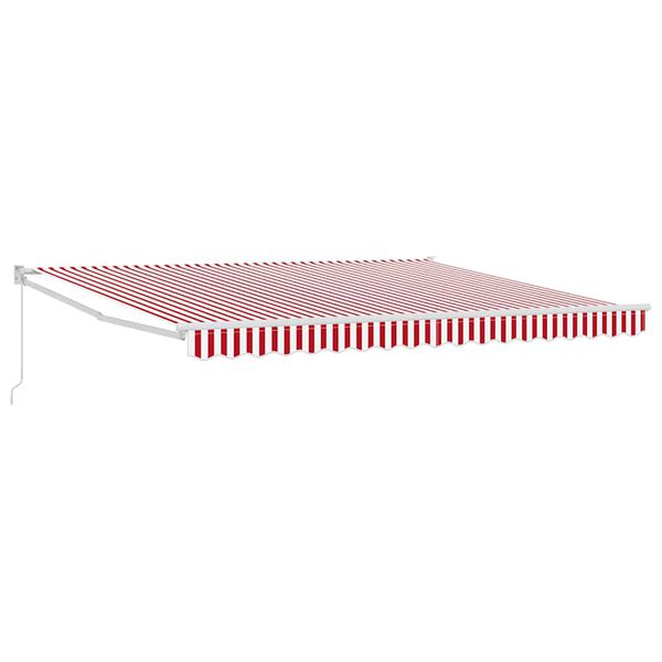 vidaXL Retractable Awning Manual Red and White 400 x 300 cm