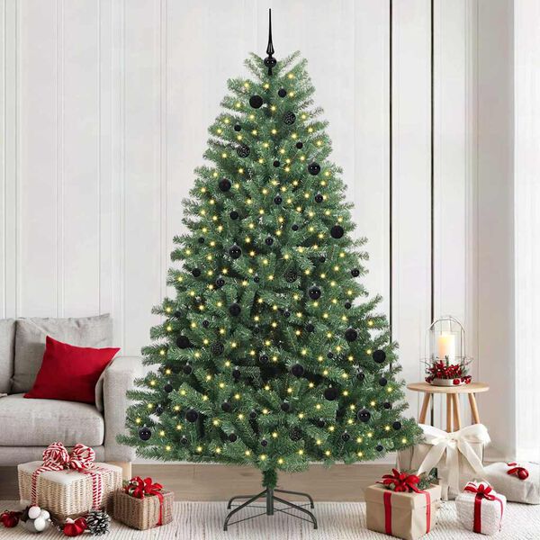 vidaXL Artificial Hinged Christmas Tree Green 240 cm PVC and Metal