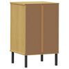 vidaXL Bedside Cabinet with Metal Legs Brown Solid Wood Pine OSLO