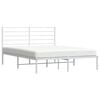 vidaXL Metal Bed Frame without Mattress with Headboard White 140x200cm