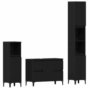 vidaXL Bathroom Furniture Set 3 pcs Black Oak