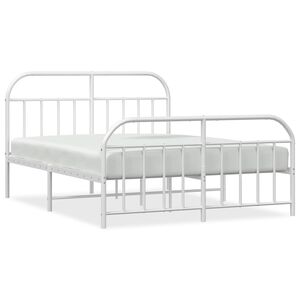 vidaXL Metal Bed Frame without Mattress with Footboard White 180x200cm