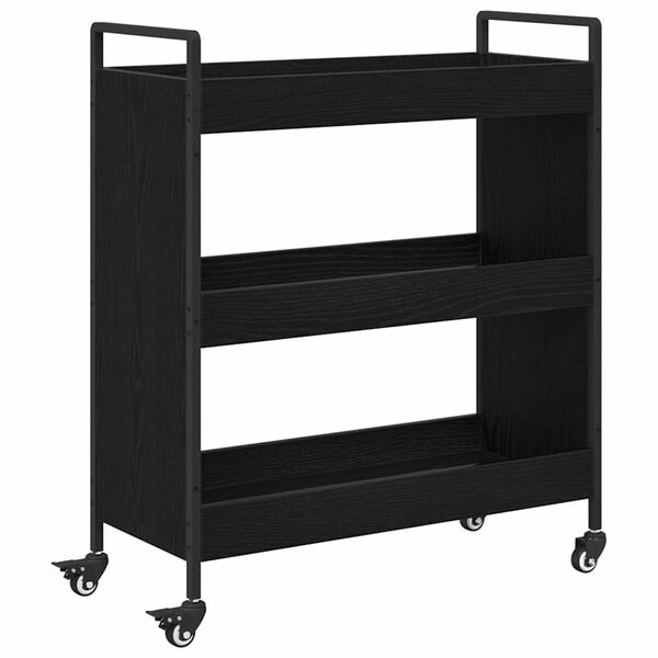 vidaXL Kitchen Trolley Black Oak 70 x 30 x 82 cm Engineered Wood