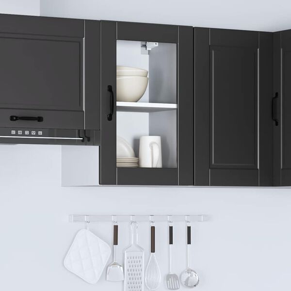 vidaXL Kitchen Wall Cabinet with Glass Door&nbsp;Porto Black