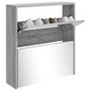 vidaXL Shoe Cabinet with Mirror 2-Layer Grey Sonoma 63x17x67 cm