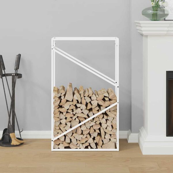 vidaXL Firewood Rack White 60x25x100 cm Cold-rolled steel