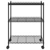 vidaXL 3-Tier Storage Rack with Wheels 60x35x81 cm Black 150 kg
