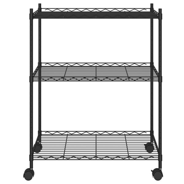 vidaXL 3-Tier Storage Rack with Wheels 60x35x81 cm Black 150 kg