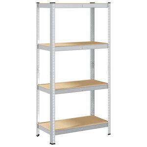 vidaXL 4-Layer Storage Shelf Silver Steel&Engineered Wood