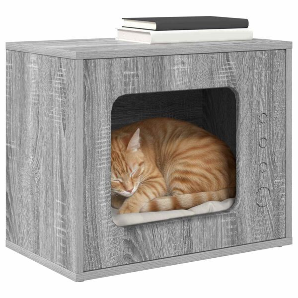 vidaXL Cat House Grey Sonoma 51 x 30 x 42 cm Engineered Wood
