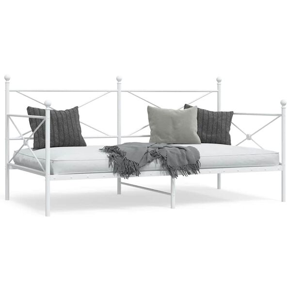 vidaXL Day Bed without Mattress White 100x200 cm Steel
