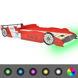 vidaXL Children's LED Race Car Bed 90x200 cm Red