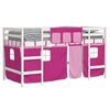 vidaXL Kids' Loft Bed with Curtains without Mattress Pink 90x190cm