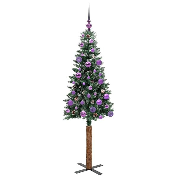 vidaXL Slim Christmas Tree Green 150 cm PVC and Solid Pine wood