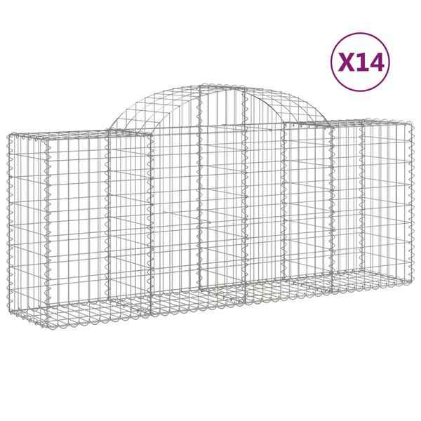 vidaXL Arched Gabion Baskets 14 pcs 200x50x80/100 cm Galvanised Iron