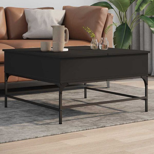 vidaXL Coffee Table Black 80x80x45 cm Engineered Wood and Metal