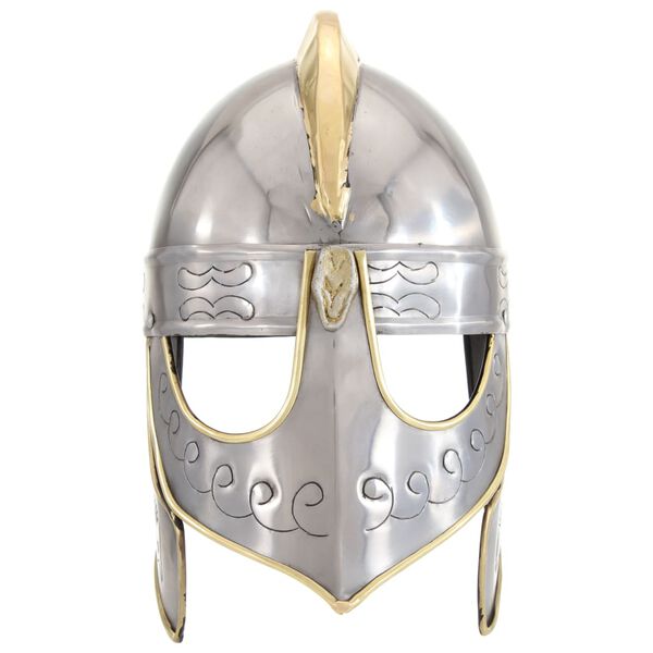 vidaXL Beowulf Helmet Antique Replica LARP Silver Steel
