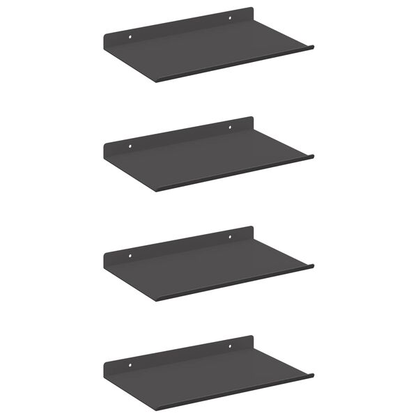vidaXL Floating Shelf Wall-mounted 4 pcs Black 30 x 18 x 2.5 cm Steel