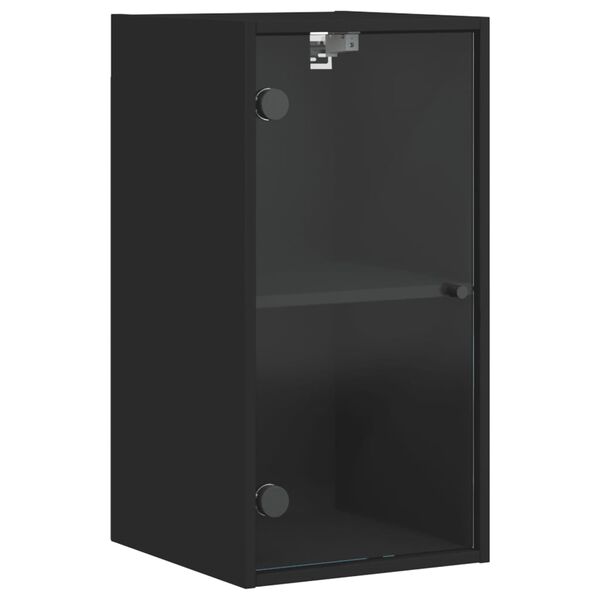 vidaXL Wall Cabinet with Glass Doors Black 35x37x68.5 cm