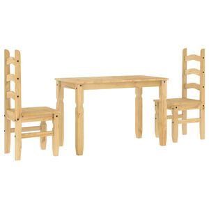 vidaXL 3 Piece Dining Set Panama Solid Wood Pine