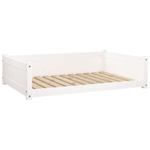 vidaXL Dog Bed | White | Solid Pine Wood | 105.5 x 75.5 x 28 cm | Minimalistic