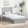 vidaXL Bed Frame with Drawer Grey Sonoma 90 x 190 cm Engineer Wood