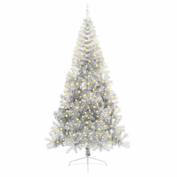 vidaXL Artificial Pre-lit Christmas Tree Silver 240 cm PET