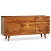 vidaXL Sideboard Solid Wood with Carved Doors 160x40x75 cm