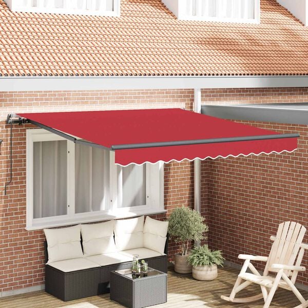 vidaXL Retractable Awning Manual Red 350 x 250 cm Polyester and Steel