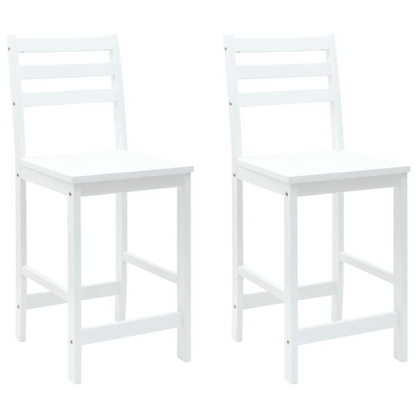 vidaXL Dining Chairs 2 pcs White 40 x 47.5 x 99.5 cm Solid Rubber Wood