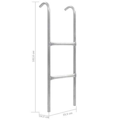 vidaXL 2-Step Trampoline Ladder Steel Silver 102.6 cm