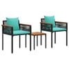 vidaXL Outdoor Furniture Set Black and Turquoise Poly Rattan