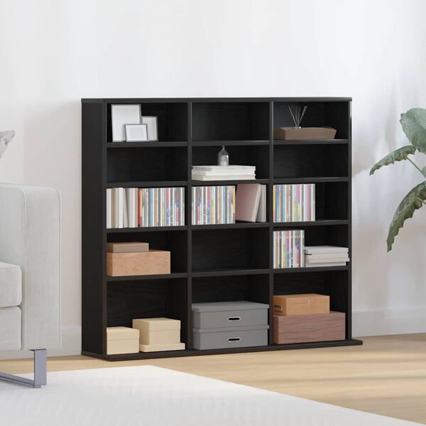 vidaXL CD Cabinet Black Oak 100x23x89.5 cm Engineered Wood