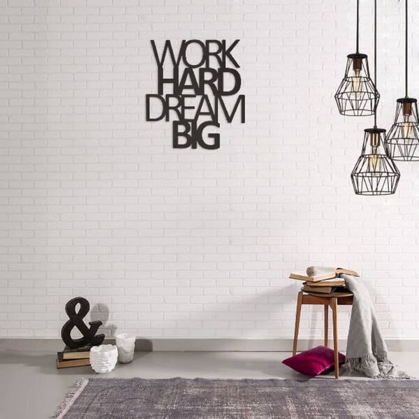 Homemania Wall Decoration Words 65x70 cm Steel Black