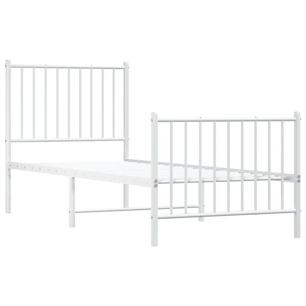 vidaXL Metal Bed Frame without Mattress with Footboard White 75x190cm