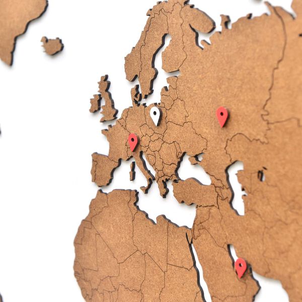 MiMi Innovations Wooden World Map Wall Decoration Luxury Brown 90x54 cm