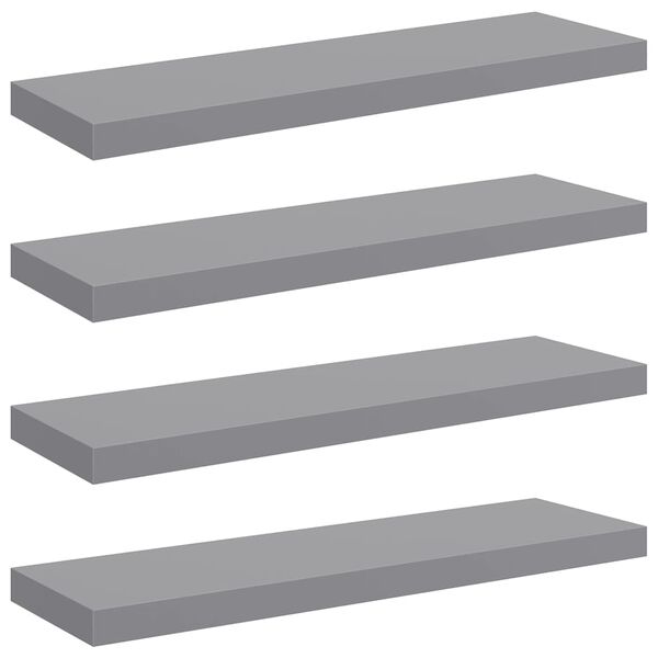 vidaXL Floating Wall Shelves 4 pcs Grey 80x23.5x3.8 cm MDF