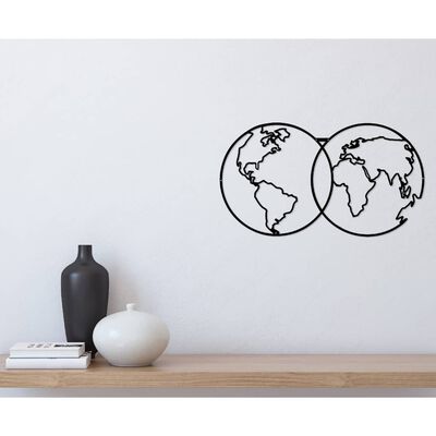 Homemania Wall Decoration World Map 9 60x34 cm Metal Black
