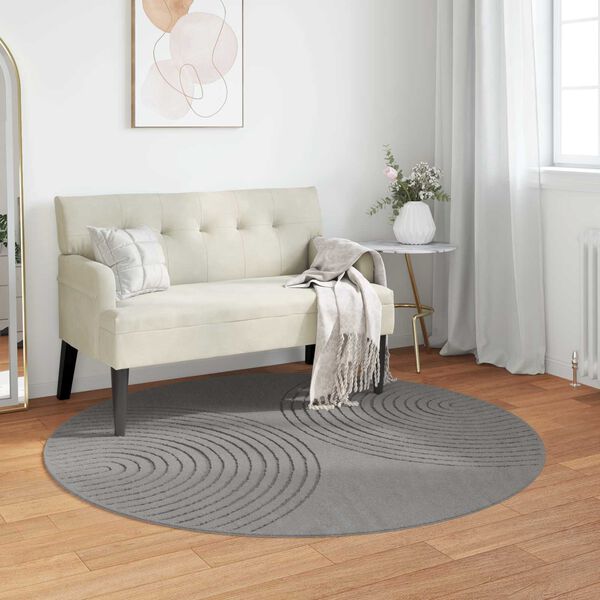 vidaXL Area Rugs Round GALATI Grey &Oslash; 120 CM Polyester