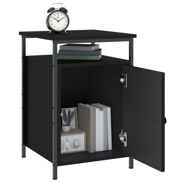 vidaXL Bedside Cabinet Black 40x42x60 cm Engineered Wood