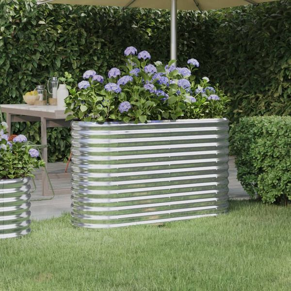 vidaXL Garden Raised Bed Galvanised Steel 114x40x68 cm Silver