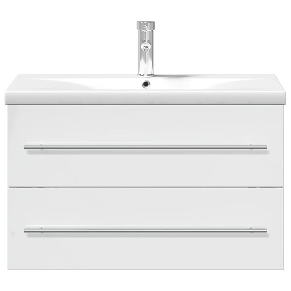 vidaXL Bathroom Sink Cabinet with Built-in Basin High Gloss White