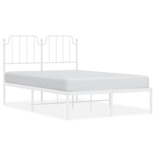 vidaXL Metal Bed Frame without Mattress with Headboard White 120x200cm