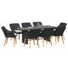 vidaXL Garden Dining Set with Cushion 9 pcs Black Poly Rattan