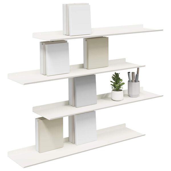 vidaXL Floating Shelf Wall-mounted 4 pcs White 80 x 18 x 2.5 cm Steel