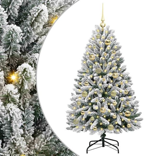 vidaXL Artificial Christmas Tree Green and White 120 cm PVC and Metal