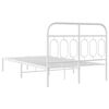 vidaXL Metal Bed Frame without Mattress with Headboard White 120x200cm